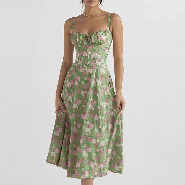 Summer Floral A-line Dress - SassQuality