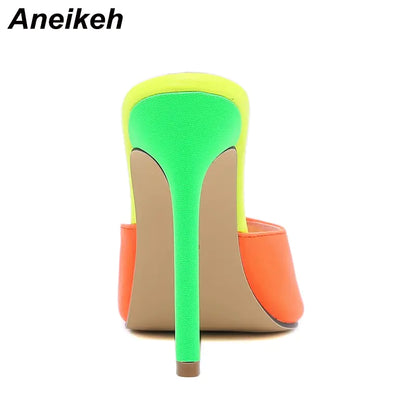 Aneikeh 2023 Orange Sandals Mules High Heels - SassQuality