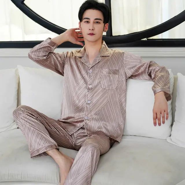 Men's Designer Ice Silk Pajama Set