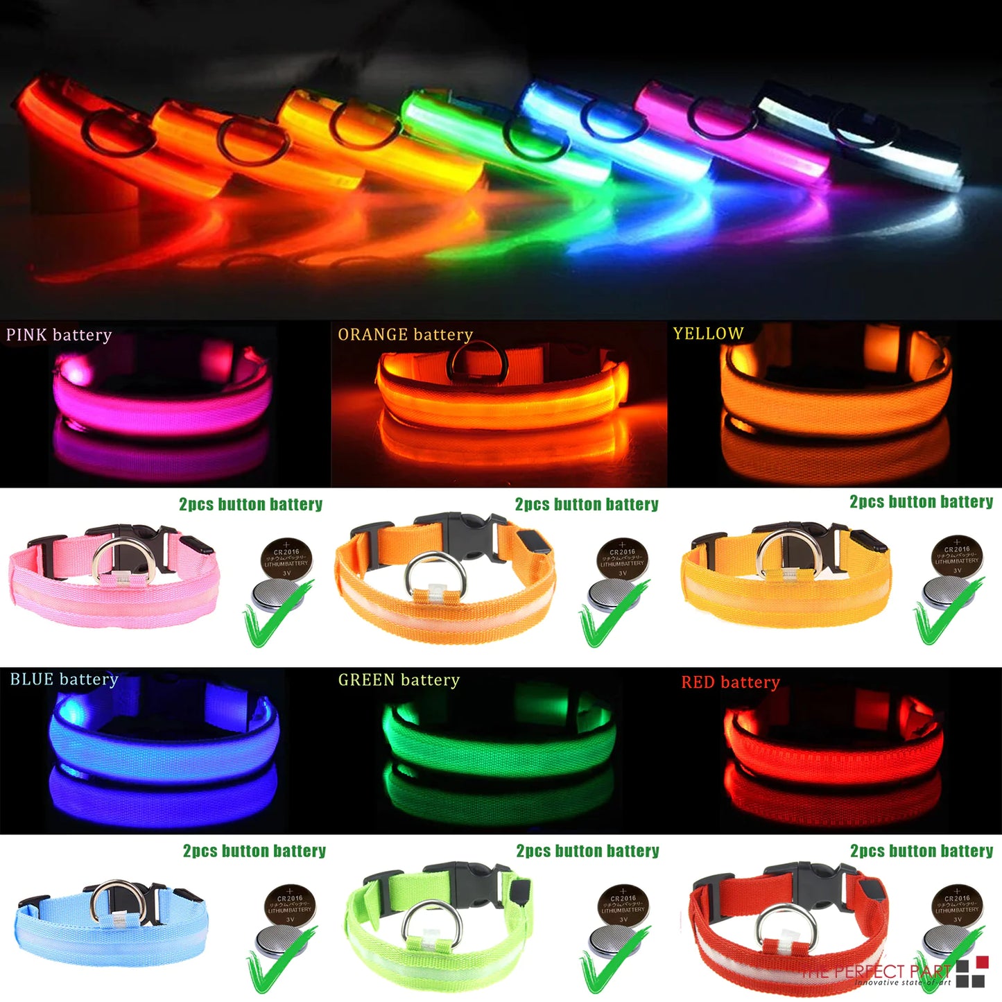 50% Off! LED Adjustable Dog Collar Blinking Flashing Light Up Glow Pets Safety Waterproof