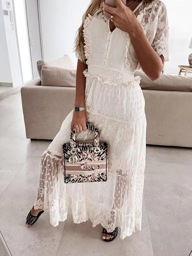 2023 Casual Summer Lace Slim Dress - SassQuality