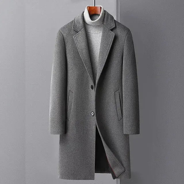 Men's Wool Trench Coat - SassQuality