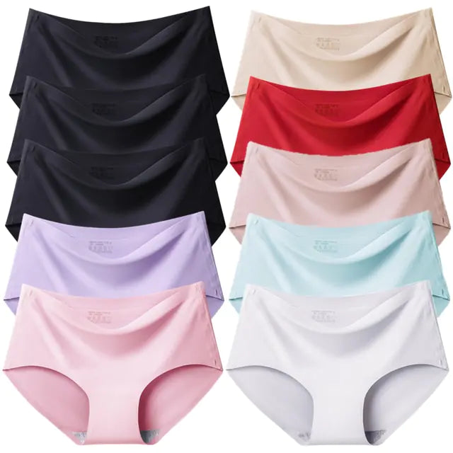 Women's Seamless Plus Size Satin Panties Set