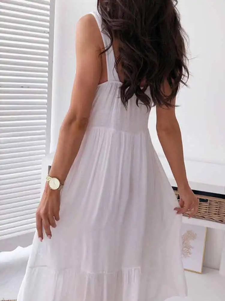 Boho Midi Dress Women Sexy Backless Dress - SassQuality