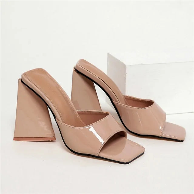 Slides Mules Summer Silk Thick Block Heels - SassQuality