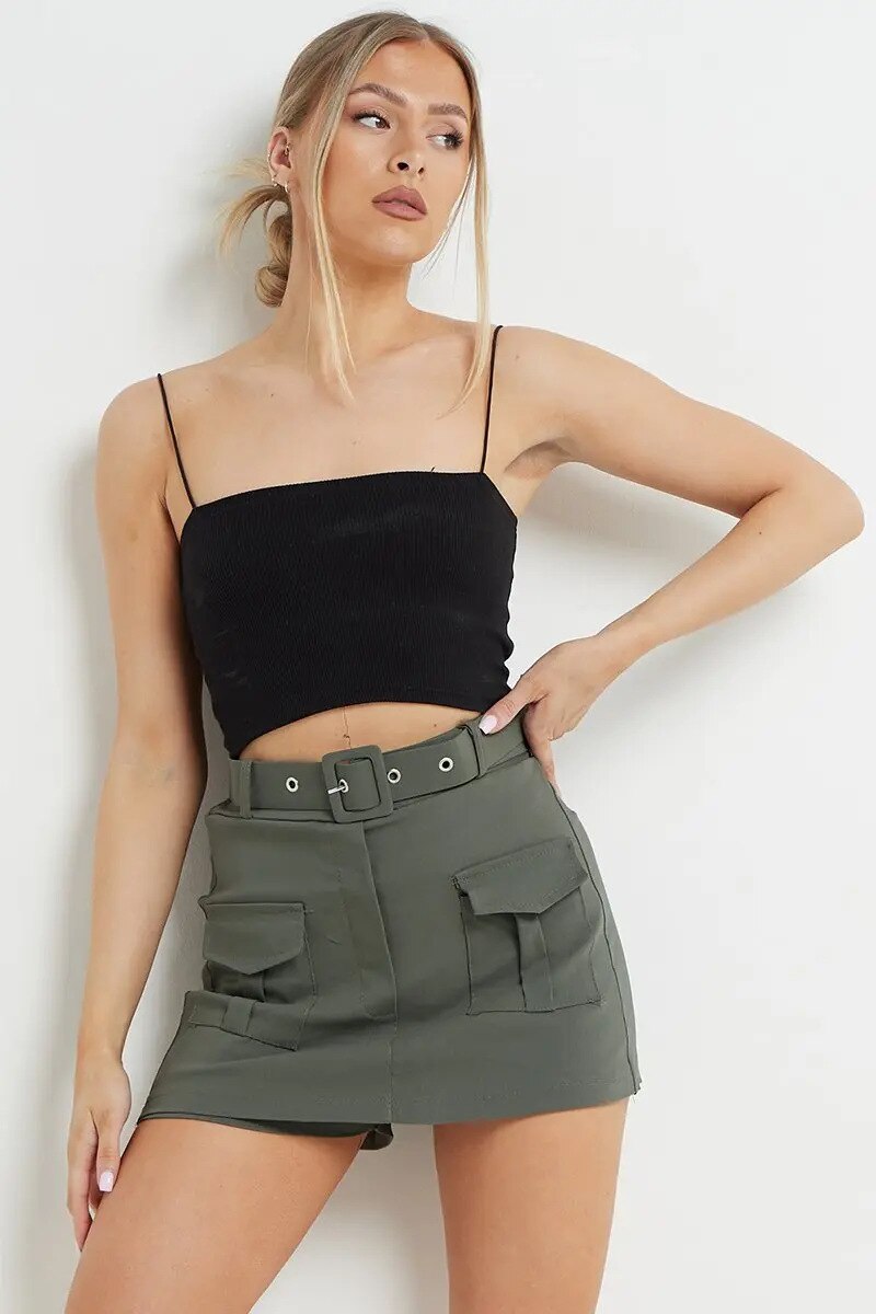 High Waist Mini Pocket Skirt - SassQuality