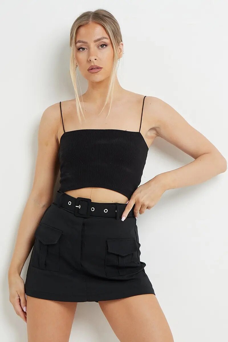 High Waist Mini Pocket Skirt - SassQuality