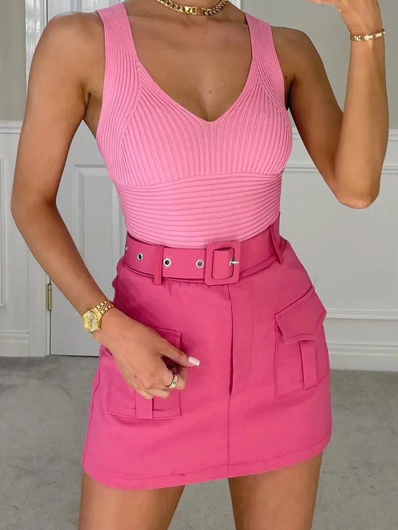 High Waist Mini Pocket Skirt - SassQuality