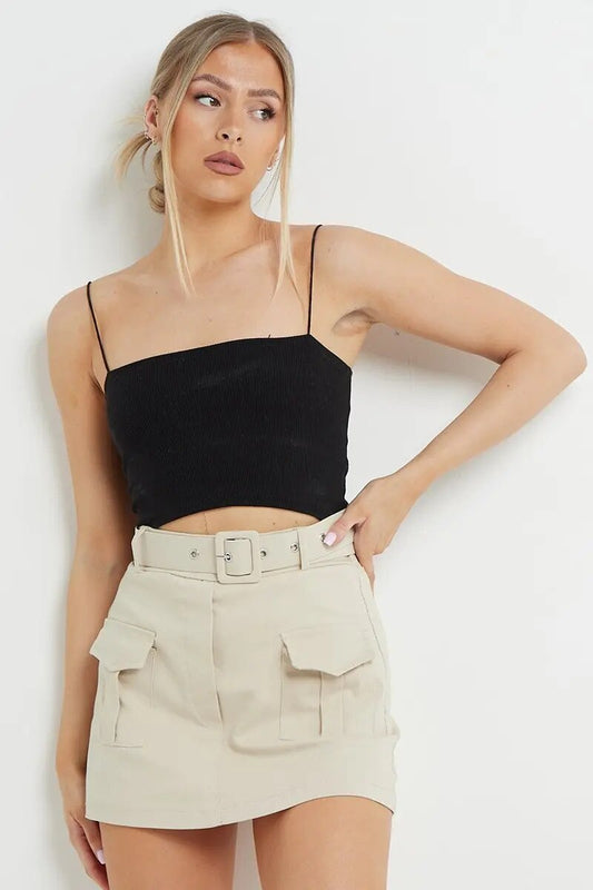 High Waist Mini Pocket Skirt - SassQuality