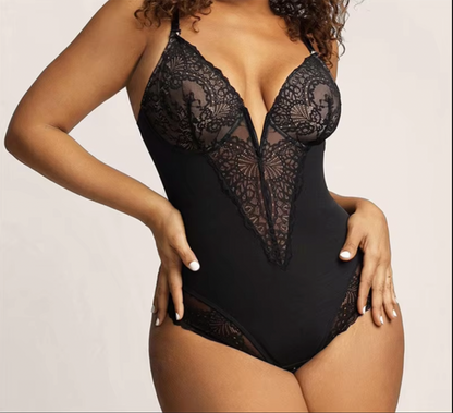 V Neck Backless Bodysuit