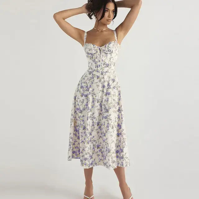 Summer Floral  A-line Dress - SassQuality