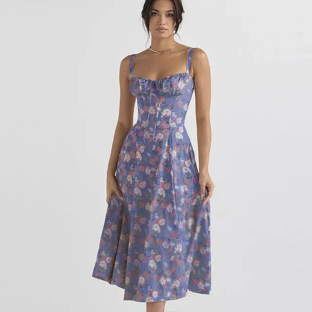 Summer Floral  A-line Dress - SassQuality