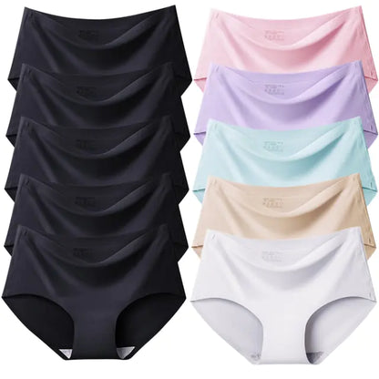 Women's Seamless Plus Size Satin Panties Set