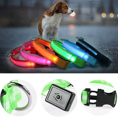 50% Off! LED Adjustable Dog Collar Blinking Flashing Light Up Glow Pets Safety Waterproof