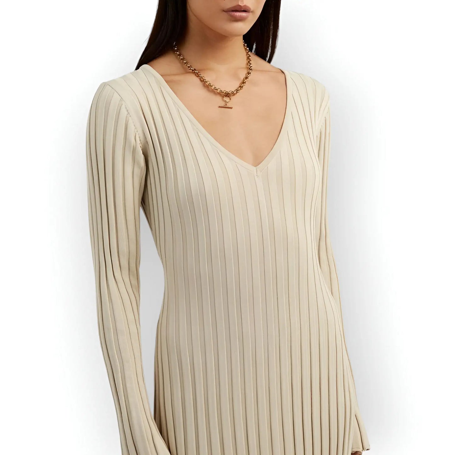 V Neck Sleeved Knit