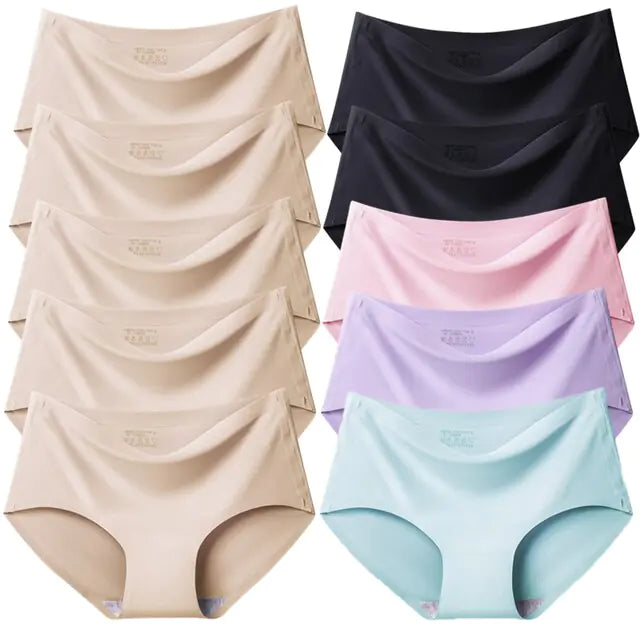 Women's Seamless Plus Size Satin Panties Set