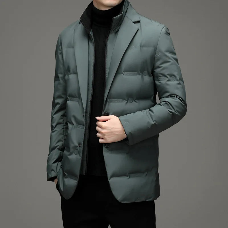 Men's Winter Fake Two-piece Warm Blazer - SassQuality