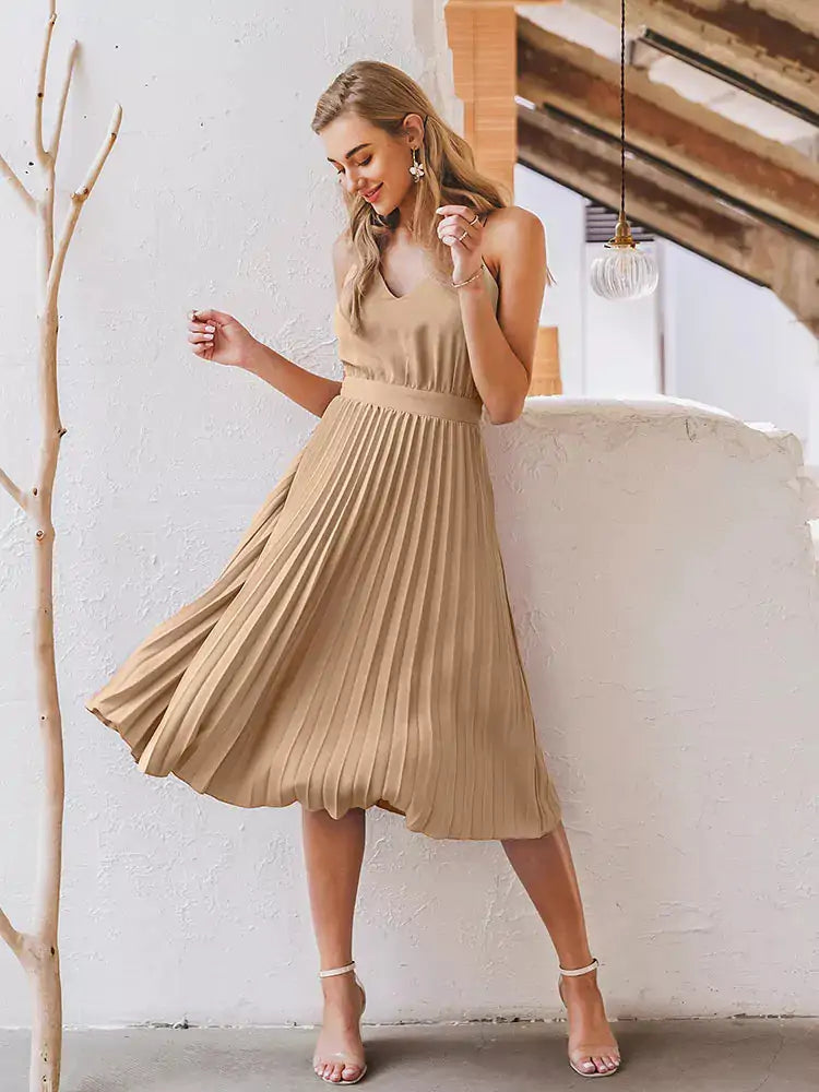 Wonder Pleated Midi Dress - SassQuality