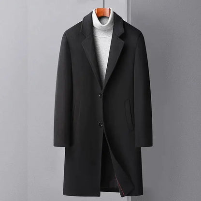 Men's Wool Trench Coat - SassQuality