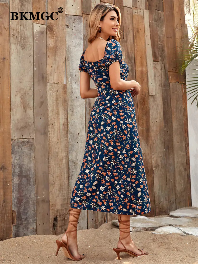 Floral Split Dress - SassQuality