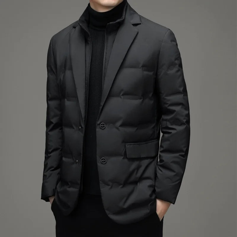 Men's Winter Fake Two-piece Warm Blazer - SassQuality