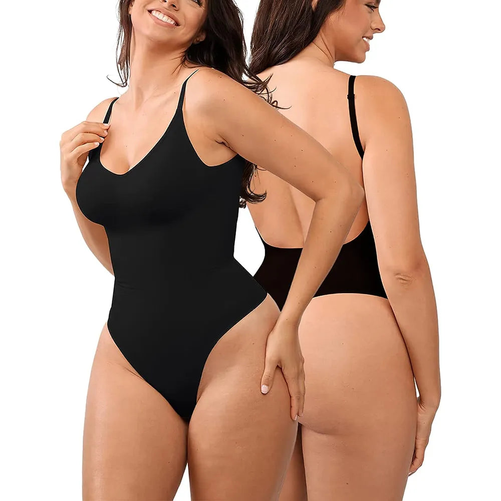 Womens Backless Bodysuits Shapewear Thong Seamless Tummy Control Butt Lifter Body Shaper Corset Slimming Camisole Tops - SassQuality