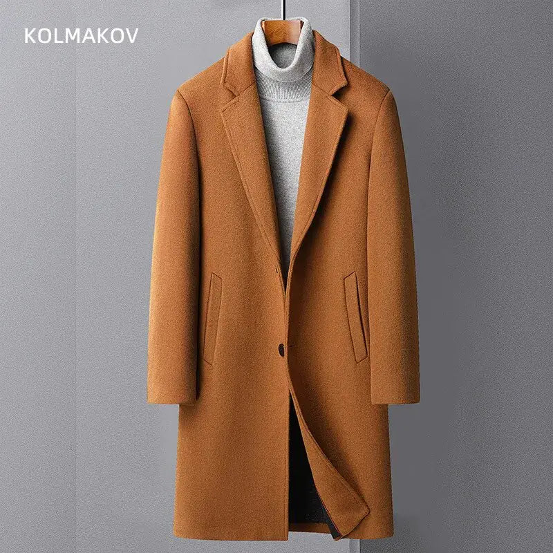 Men's Wool Trench Coat - SassQuality